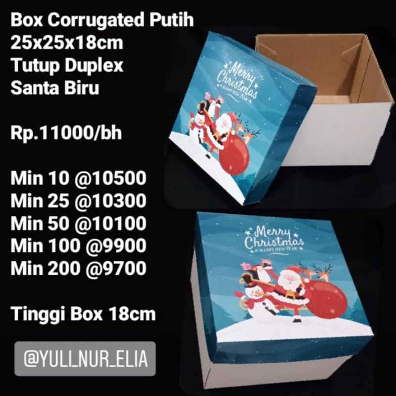 

Box Corrugated 25x25x18cm Tutup Duplex Natal Santa Biru