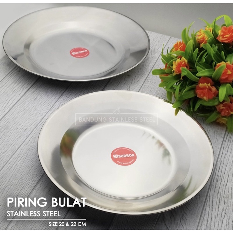 PIRING MAKAN STAINLESS STEEL / PIRING MAKAN UKURAN 20 CM DAN 22 CM BAHAN STAINLESS AWET