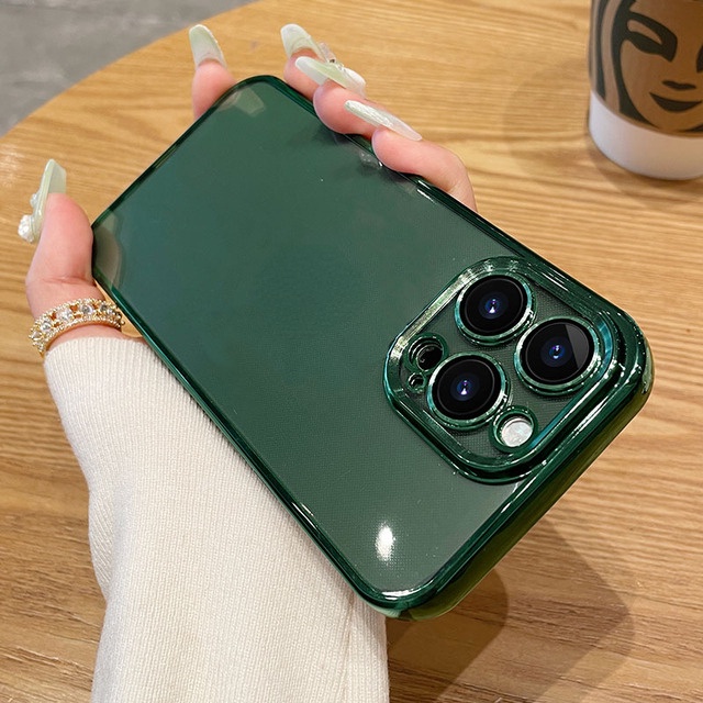 IPHONE Casing Ponsel Lembut Bening Plating Persegi Mewah Untuk Iphone14 13 Pro Max12 11 Pro XS Max XR X Max7 8 Plus SE 2 Shockproof Silicone Cover