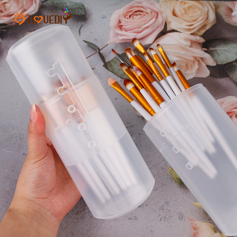1pc Kotak Penyimpanan Brush Makeup Multifungsi Bahan Plastik Tahan Debu Dengan Tutup