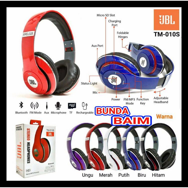HEADPHONE JBL TM-010S / HEADSET BLUETOOTH TM010 / JBL 010S TERBAIK