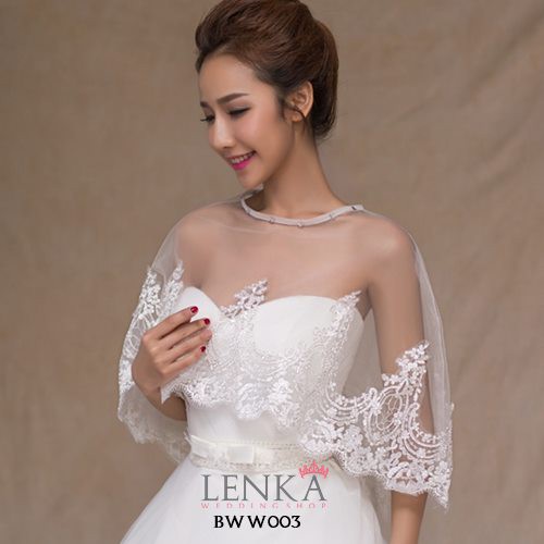 [SIAP KIRIM] AKSESORIS BOLERO LACE RENDA PUTIH PENGANTIN WANITA BWW003