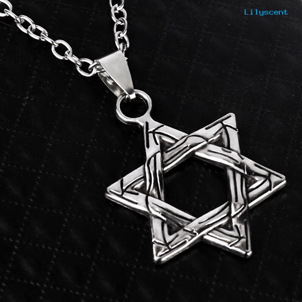 Kalung Rantai Liontin Hexagram Gaya Hip Hop Untuk Unisex