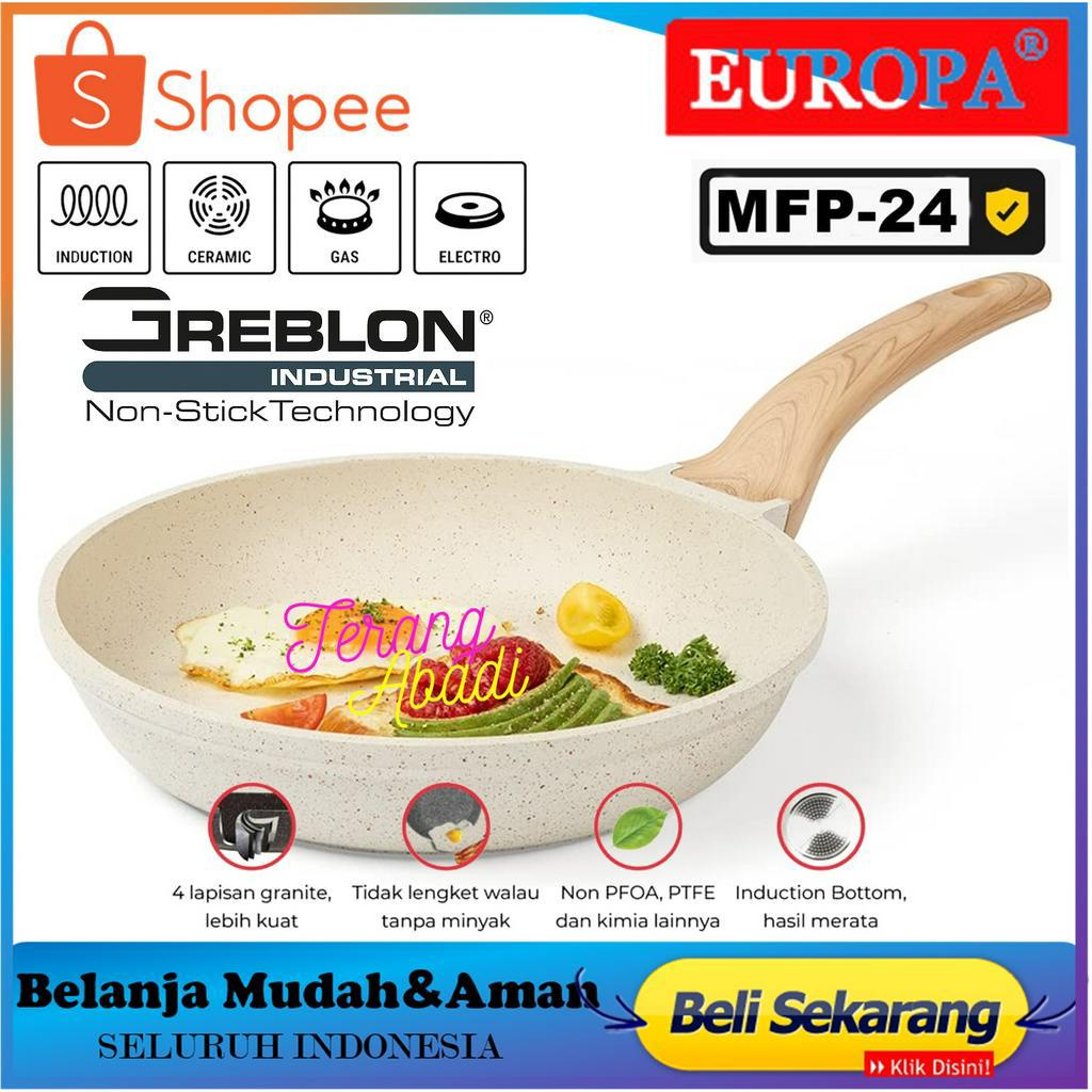 EUROPA Frying Pan 24 CM Coating Marble Non Stick Panci Anti Lengket Frying Pan Marble Anti Lengket