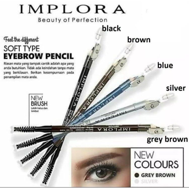 IMPLORA Pensil Alis - Eyebrow pencil 2 IN 1 ORIGINAL BPOM Tebaru - soft eyebrow pencil