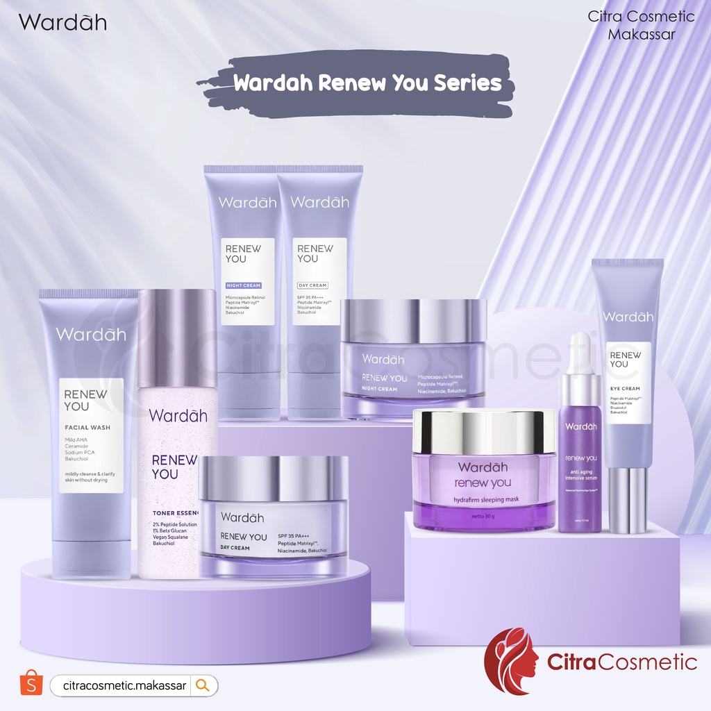 Wardah Renew You Series Anti Aging | Sleeping Mask | Day | Night Cream | Facial Wash | Serum | Eye Cream | Essence | Facial Wash