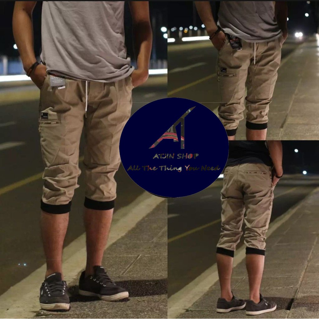 Atjin- Celana Joger PENDEK 3/4  Pria List Army Tactical Camouflage Pria Slim Fit [ READY 4 warna ]