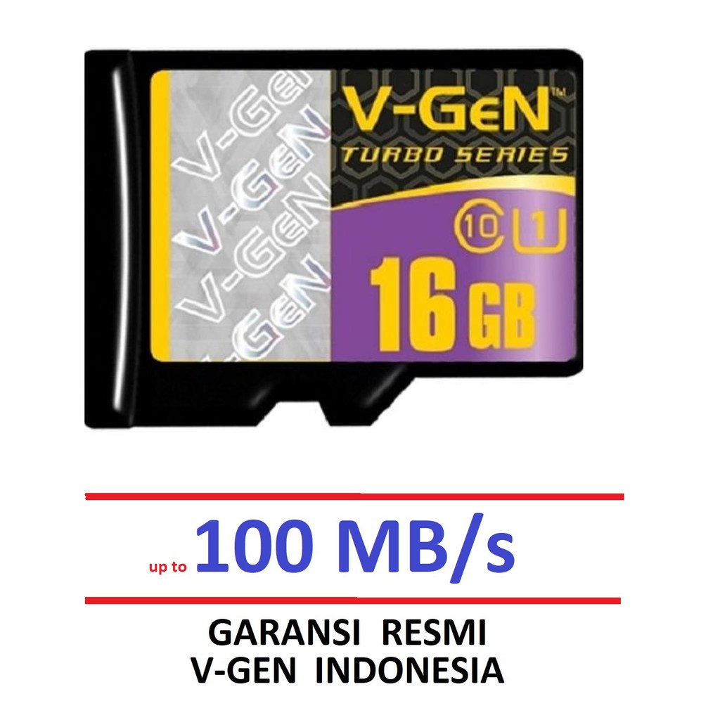 VGen MicroSD 16GB Memory Card Class 10 Ori Resmi Real Micro SD TF CARD 16 GB Turbo Series V-Gen