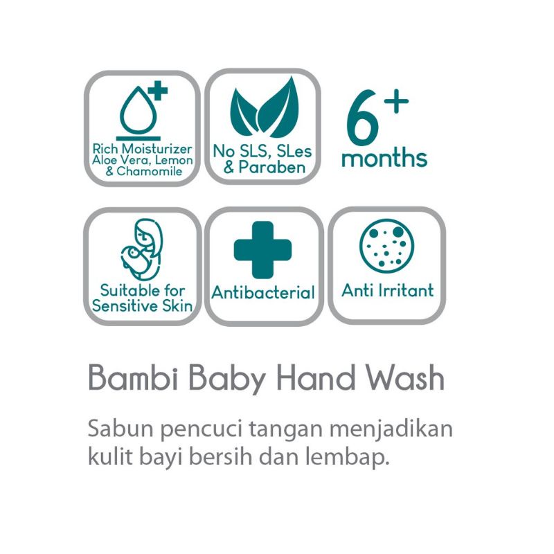 Bambi Baby Handwash 300ml Refill - Bambi Sabun Cuci Tangan Bayi 300ml Kemasan Isi Ulang