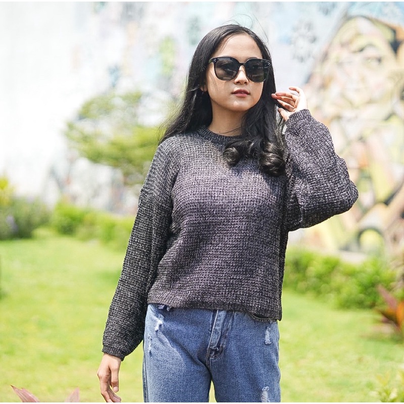 Tq88indonesia Baju Rajut Wanita Terbaru / Rajut Luena Twiss Knit Sweater / Sweater Rajut Cewek Kekinian / Outer Wanita / Ootd