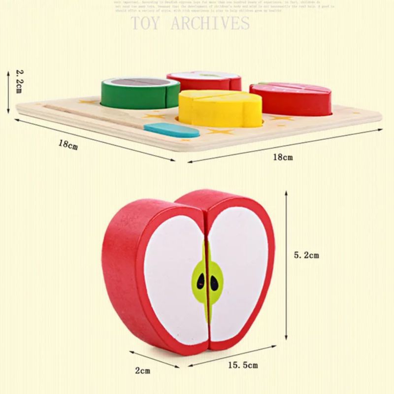 KABI mainan potong buah dan sayur / wooden toys / mainan masak masak / mainan kayu