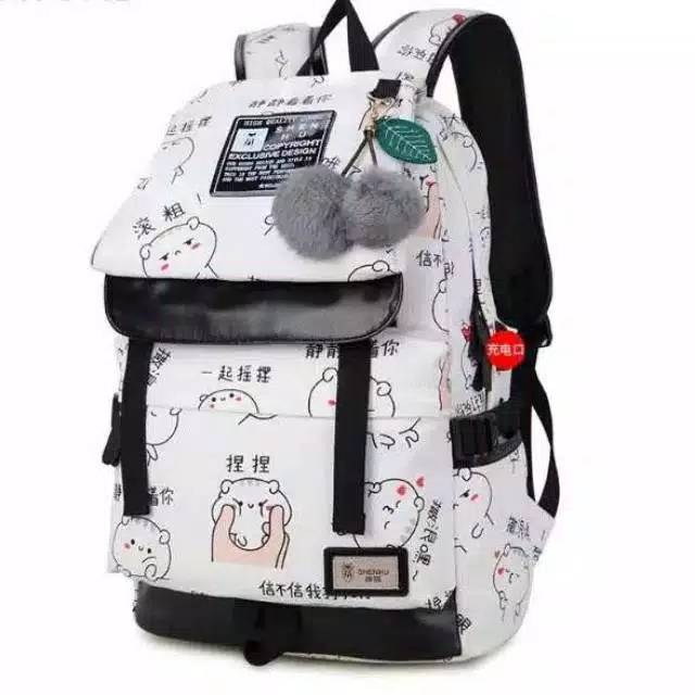 (COD)TAS BACKPACK JEPANG MONSTA X CORTOON JAPAN KPOP / TAS RANSEL WANITA  MULTIFUNGSI ALA KOREA TAS SEKOLAH