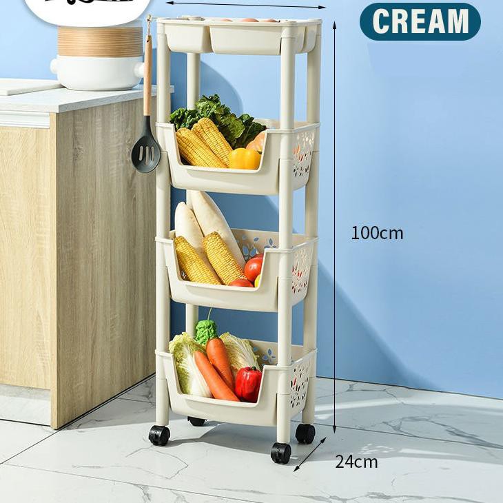 HOT SALE Basket Storage Rack C21 Rak Troley Rak Dapur Rak Kamar Mandi Tempat Bumbu 4 Tingkat PROM