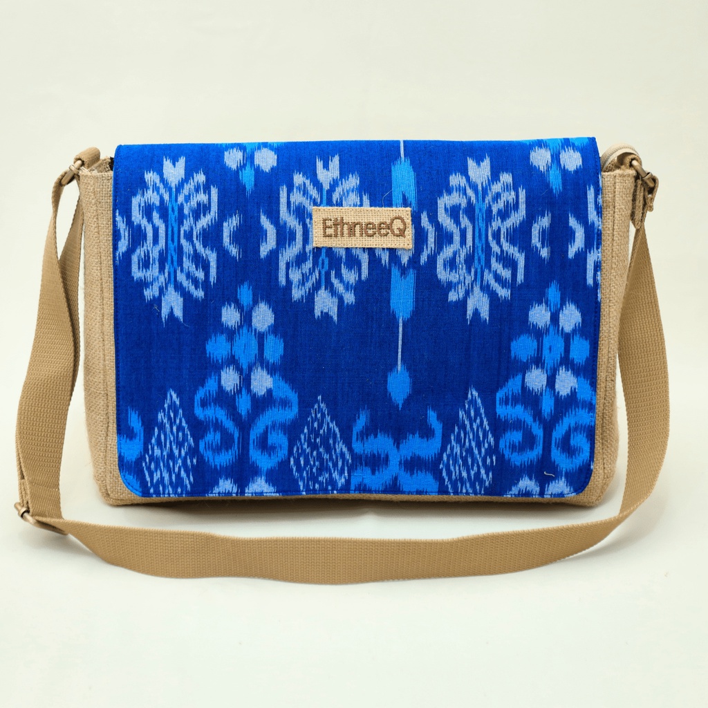 EthneeQ Messenger Bag 'Amerta Collection - Tas Goni Kerja Slempang - Tas Goni Jute kain endek untuk 
