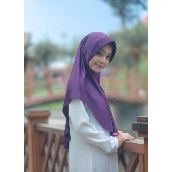 KERUDUNG INSTAN BERGO {OZZA} JILBAB SYARI ANTEM FASHION MUSLIM - [AMILY HIJAB] TERBARU BEST SELLER-Dark Purple