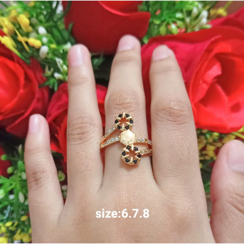 Cincin Dewasa Permata Zircon Gold Perhiasan Wanita (COD)