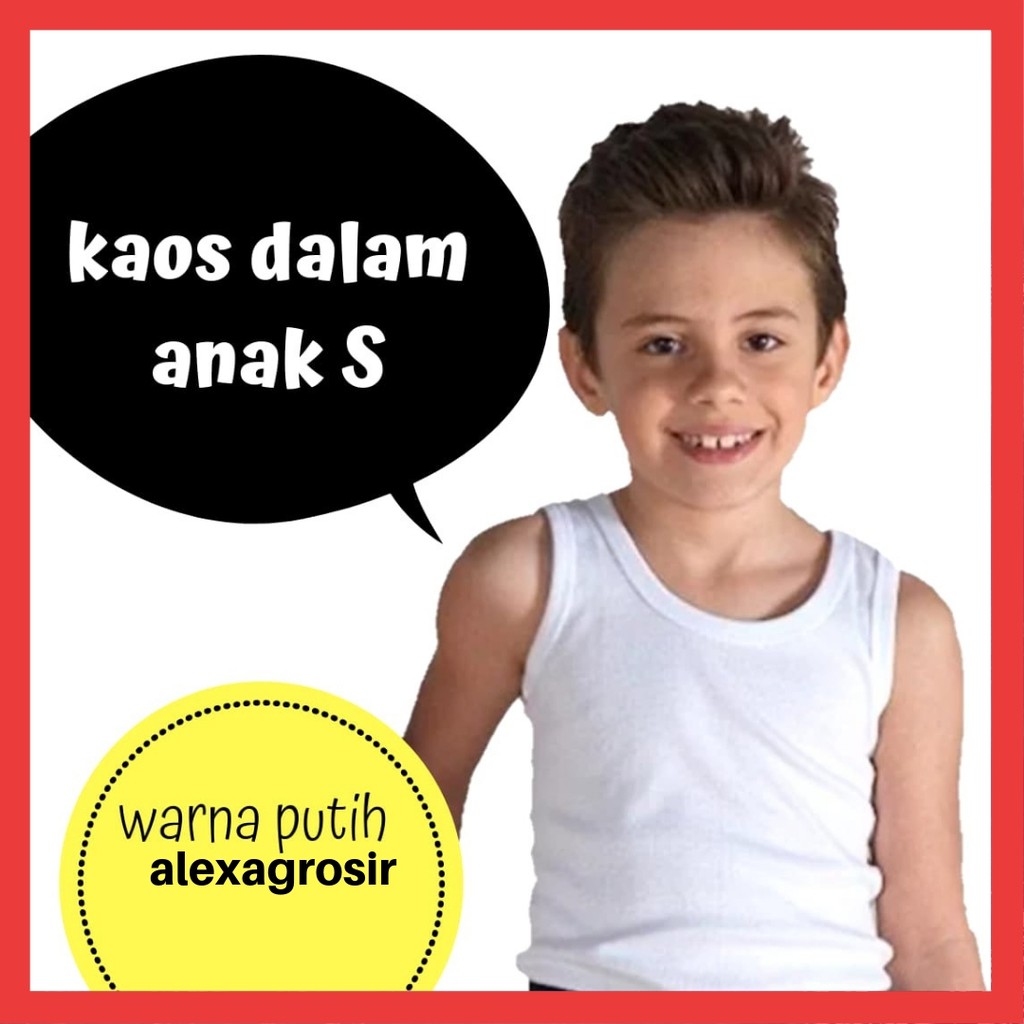 ALEXAGROSIR - KAOS DALAM ANAK PUTIH TK SD SIZE S M L XL 3L 4L