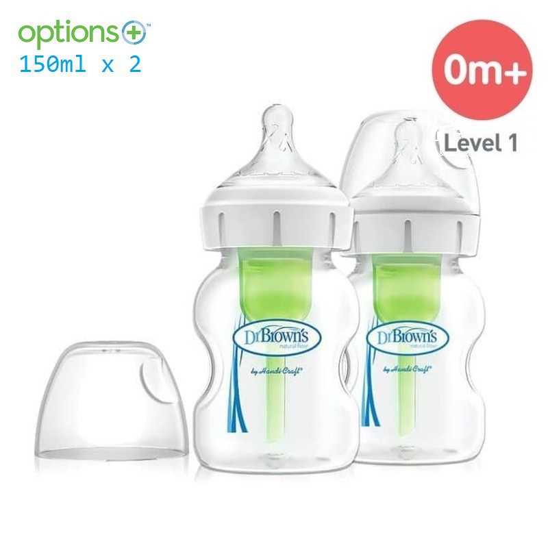 Dr. Brown's Options+ Wide Neck Bottle 150ml isi 2 Botol Susu Dr Browns Natural Flow WHS