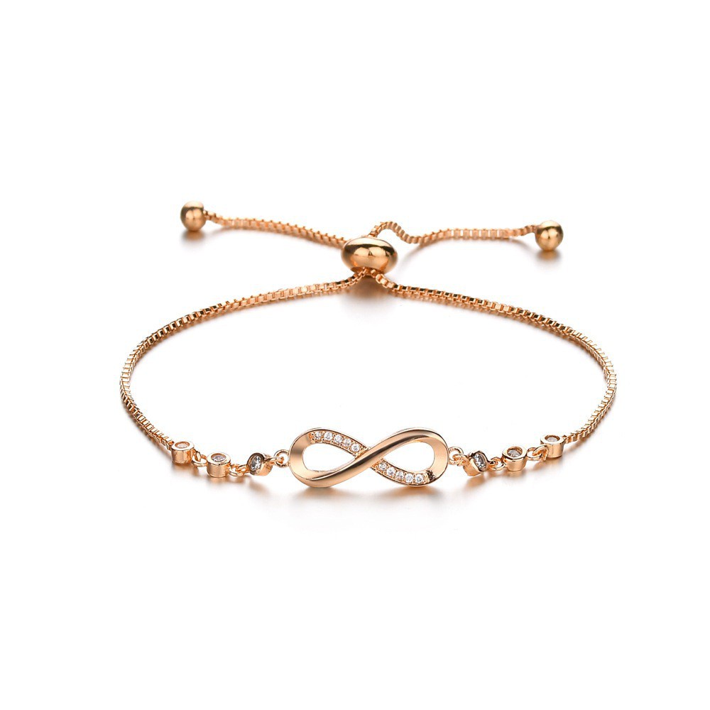 Korea Gelang Serut Titanium Emas Wanita Cinta tak Terbatas Pohon Kehidupan Hati ke Hati Bracelet Liontin Bracelet Perhiasan 8 bentuk gelang - SD-Gold-2