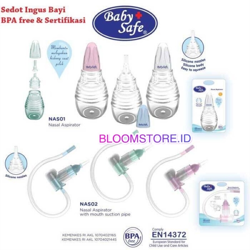 BABY SAFE Nasal Nose Selang Aspirator NAS02 NAS01 Alat Sedot Sedotan Penyedot Lendir Ingus Pembersih Hidung Bayi Pilek Mempet Mempat Kesumbat Babysafe Mouth Suction Pipe