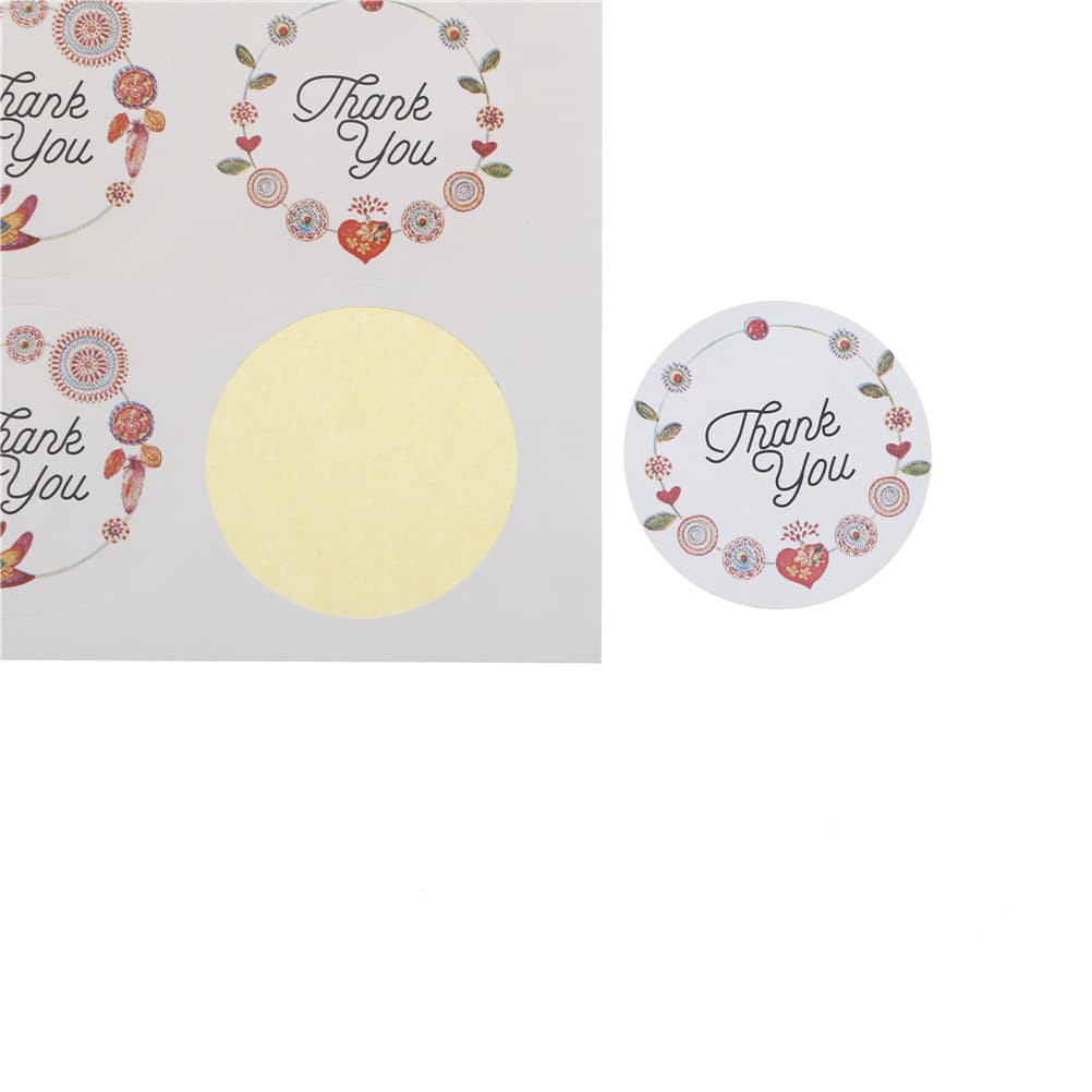 Paper Tags Sticker &quot;THANK YOU&quot; - 3,5cm Wreath Pattern (1sheet/12pcs)