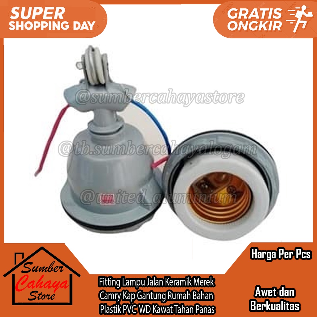 Fitting Lampu Gantung Arus Listrik Jalan Keramik Merek Merk Camry Penerangan Luar Ruangan Kap Gantun