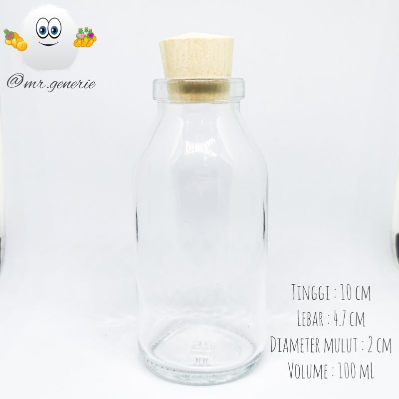 Mr.Generie 100mL Thick Glass Bottle / Botol kaca mini 100 ml tutup gabus / botol charm /bottle charm