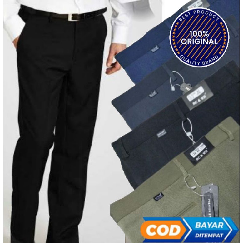 Celana Panjang Pria Kantor Standar Reguler Bahan Twist Ukuran 27 38 / Celana Panjang Pria Kantor / C