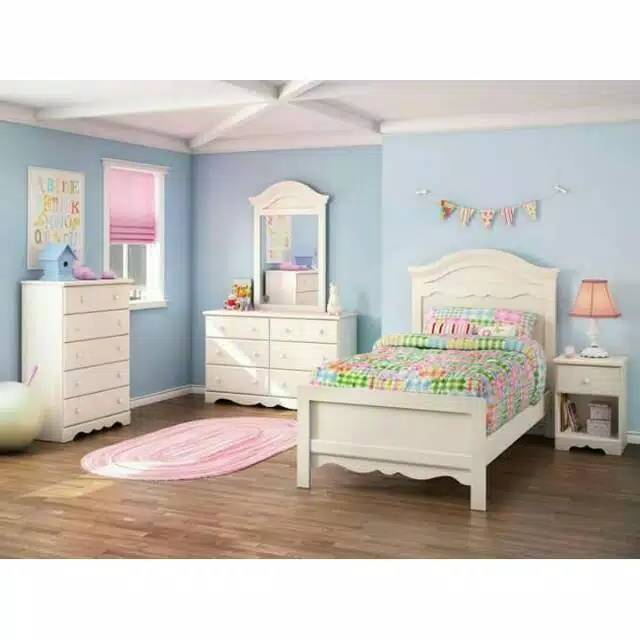 Set kamar tidur anak minimalis modern mebel meubel furniture kayu jepara murah terbaru terkini
