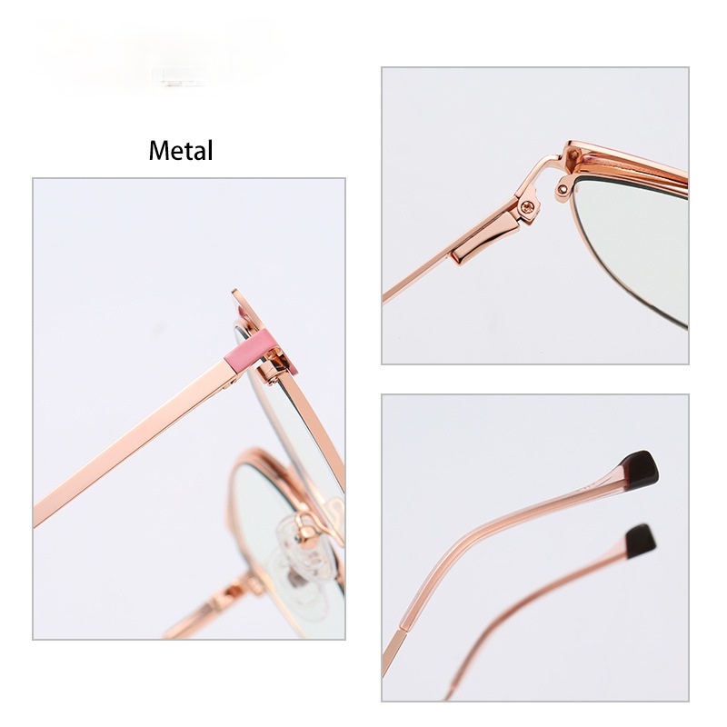 (YUZHU) COD Eropa dan Amerika Fashion Metal Spring Leg Cat Eye Glasses INS Fashion Anti Blue Light Kacamata untuk Wanita