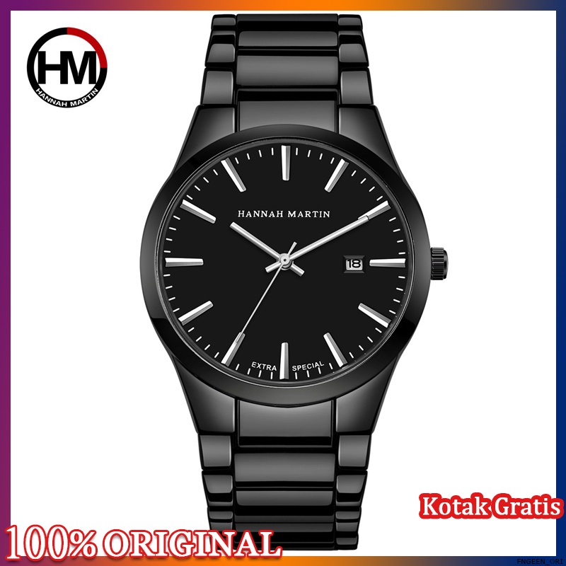 Hannah Martin Jam Tangan Pria Tahan air COWOK Tanggal Quartz Laki Murah Cowo Tangan