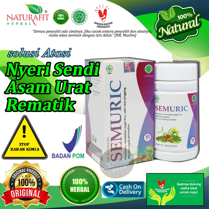 OBAT REMATIK ASAM URAT SEMURIC 50 KAPSUL - obat rematik asam urat sendi tulang/obat rematik asam ura