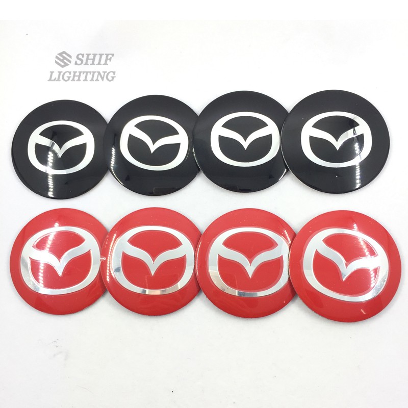 4 X 56mm MAZDA Logo Wheel Hub Center Caps Covers Emblem Badge Sticker Decal