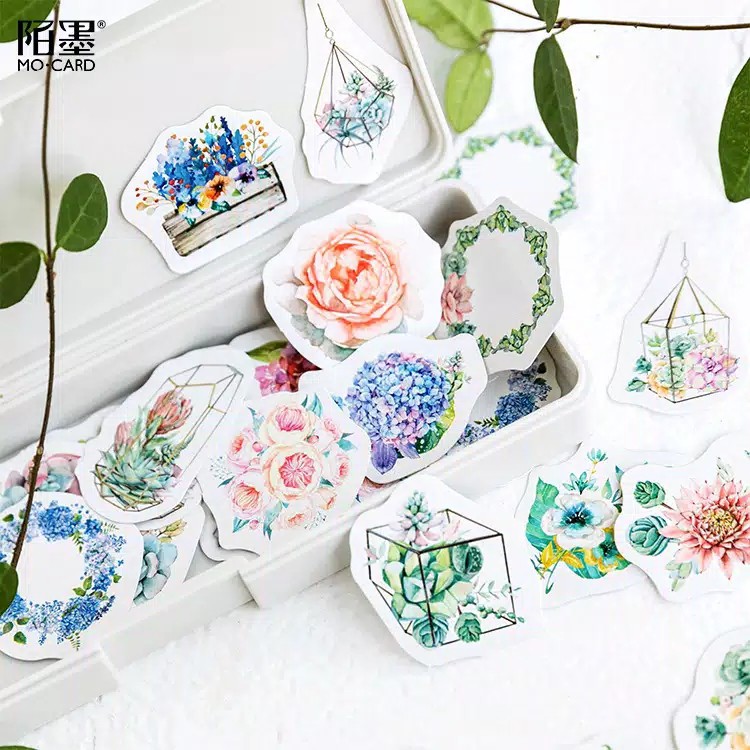 

45 PCS Watercolor Flower Decorative Sticker - Stiker Bunga Watercolor Bullet Journal Lettering Diary