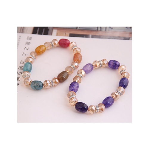 LRC Gelang Fashion Crystal Diamond Braided Elastic Bracelet A61478