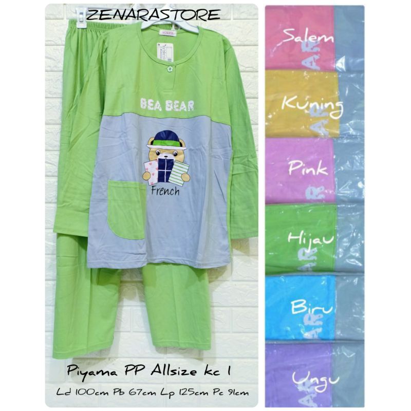 Piyama pp Allsize standard Lorita by sofie babydoll baju tidur lengan panjang kancing 1 ld 100cm