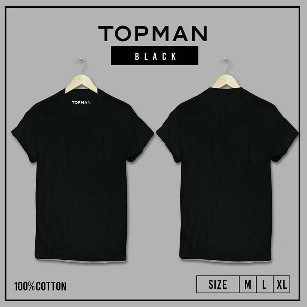Kaos Pria / Kaos Topman Polos Black (Hitam)
