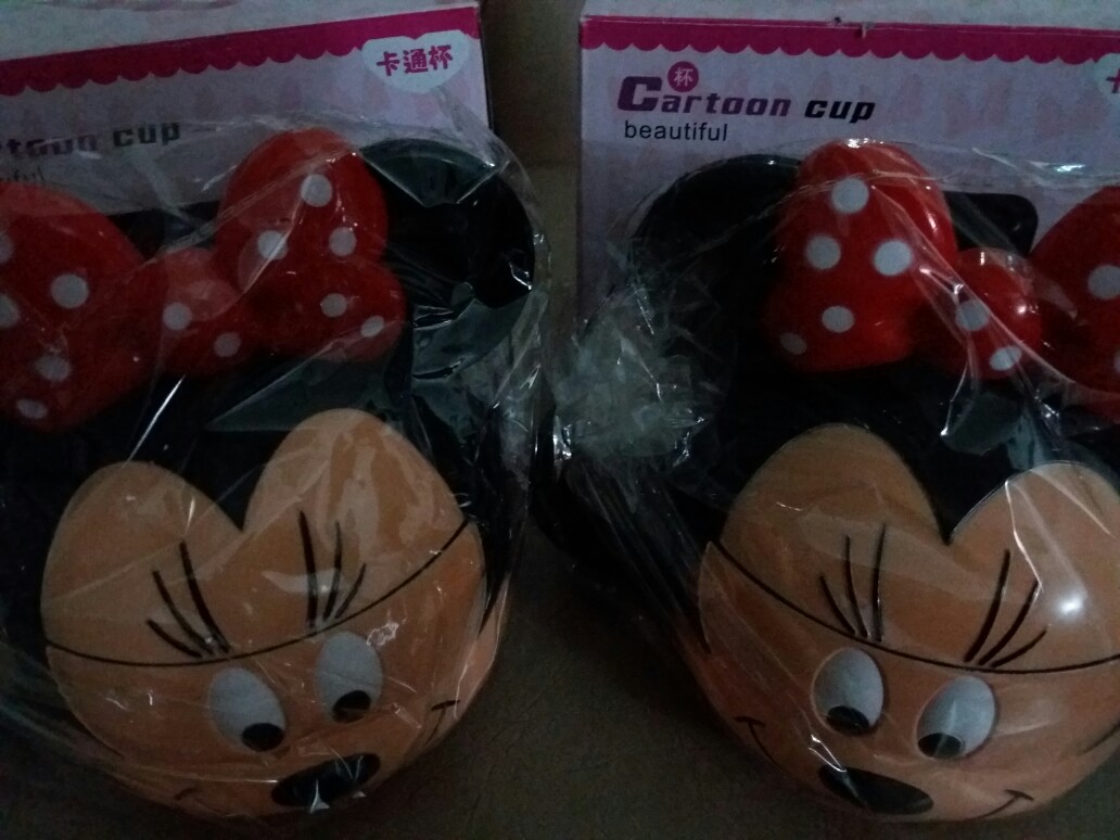 Mug Karakter Minnie Mouse, Mickey Mouse (250ml) Tempat Minum Anak Gelas Lucu Cangkir Plastik Hadiah