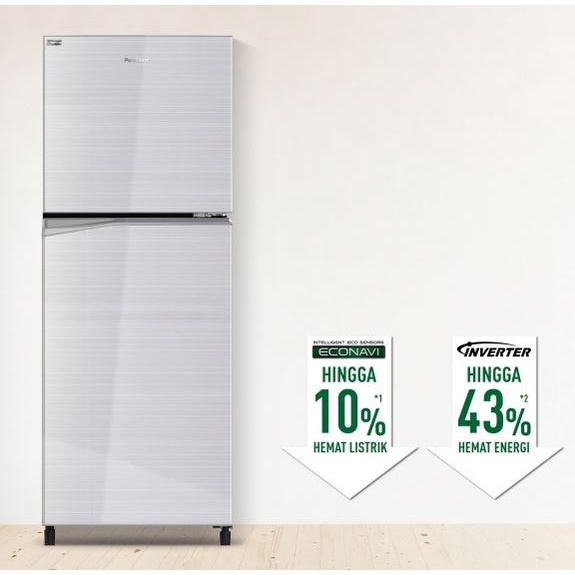 kulkas Panasonic NR-BB200V-S 2 pintu 196 liter 90 watt econavi inverter