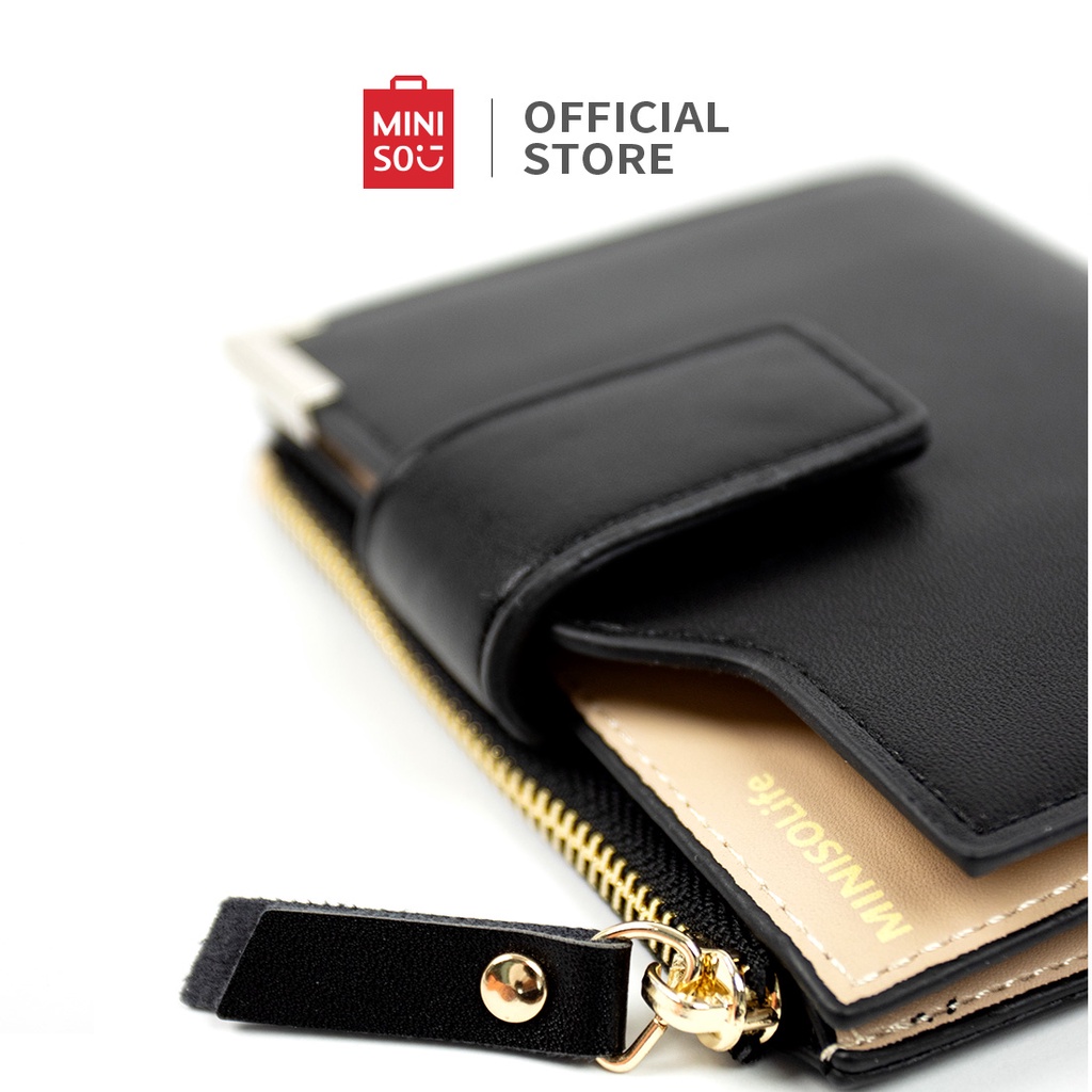 MINISO Dompet Pria Men's Wallet  Matte Pendek Bisnis Santai Pemblokiran Warna Serbaguna Pengait Short Wallet-2