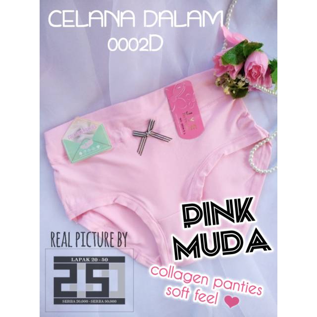 CELANA DALAM WANITA TERMURAH 0002D PINK MUDA CD UNDERWEAR LINGERIE COLLAGEN PANTIES SPANDEX SPANDEK