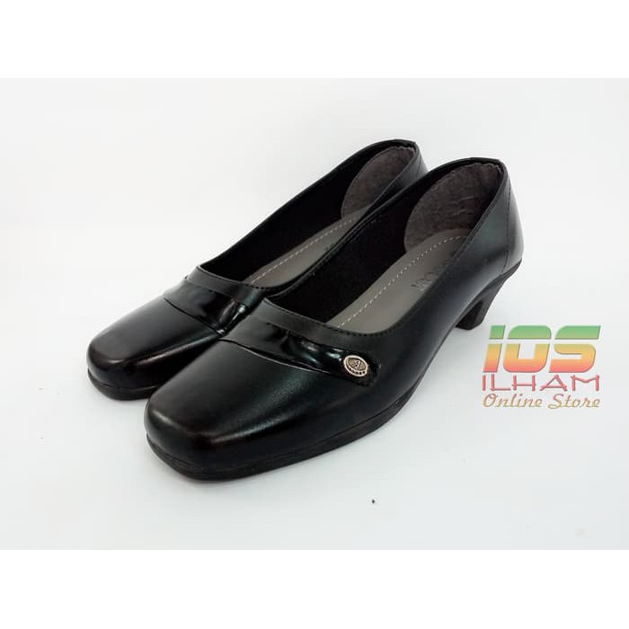 Image of TOG Sepatu Pantofel Guru Kerja Kantor Hak 4cm Size 37-40 Hitam #0