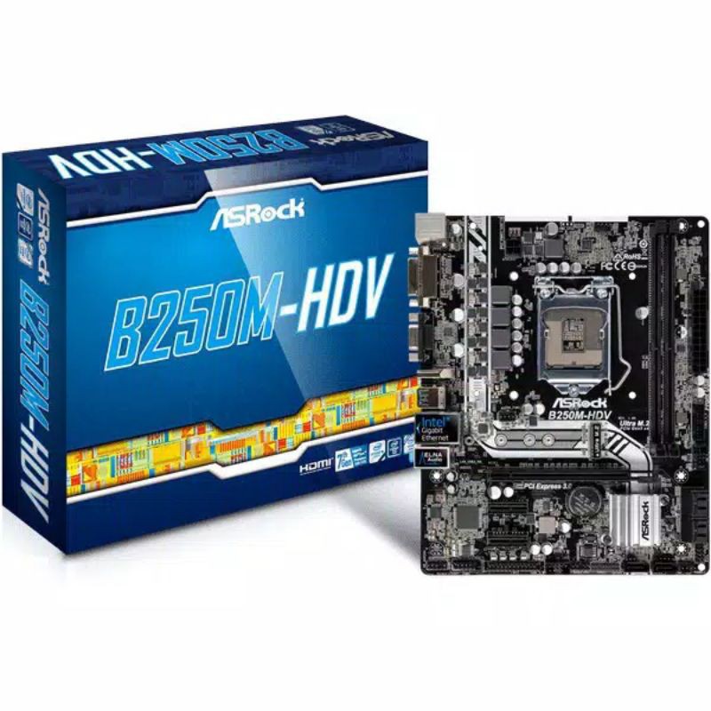 ASRock B250M-HDV LGA1151 / Intel B250 / DDR4 / SATA3 & USB3.0 / M.2 / A & GbE / MicroATX 

