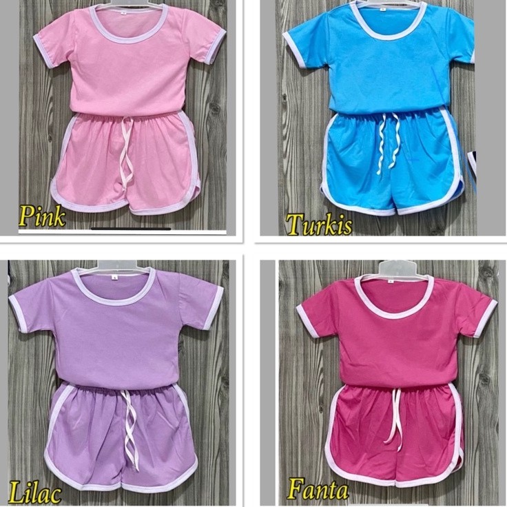 RETRO Stelan Polos Anak - Stelan Pendek Baju Anak Cewek Cowok - Setelan Kaos Anak - Baju Anak