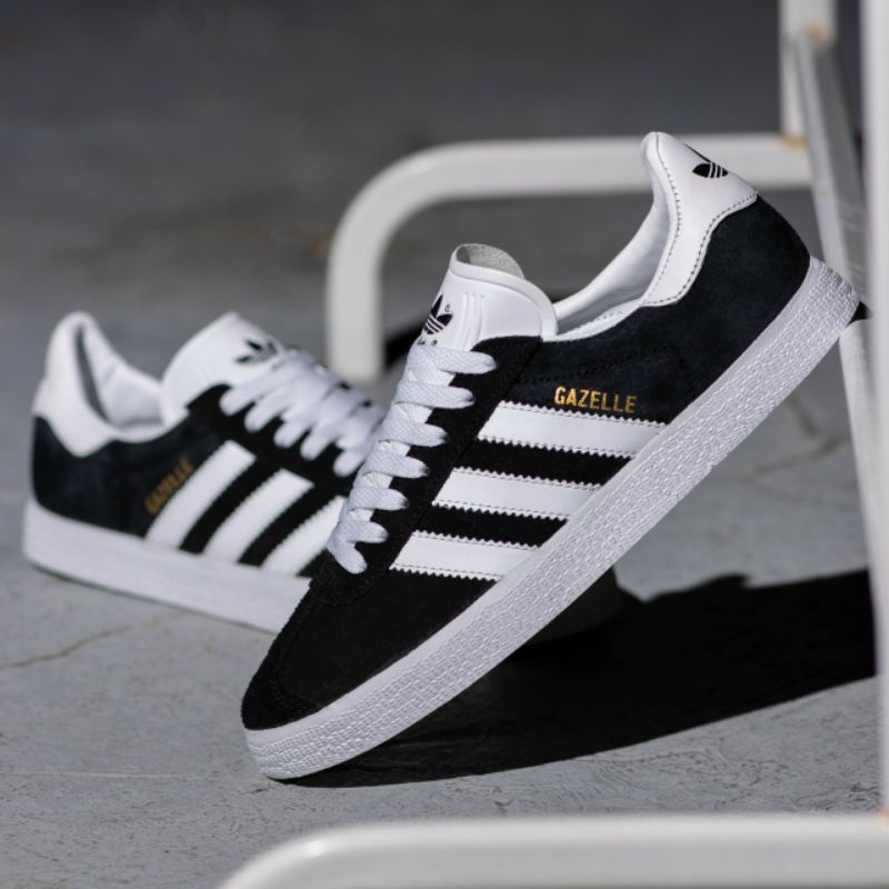 ADIDAS GAZELLE BLACK WHITE ORIGINAL 100% - SEPATU PRIA - SEPATU KASUAL PRIA - SEPATU ADIDAS ORIGINAL