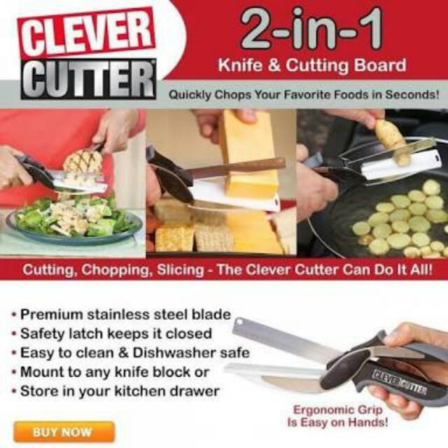 CLEVER CUTTER 2 IN 1 KNIFE &amp; CUTTING BOARD - GUNTING PISAU SERBAGUNA