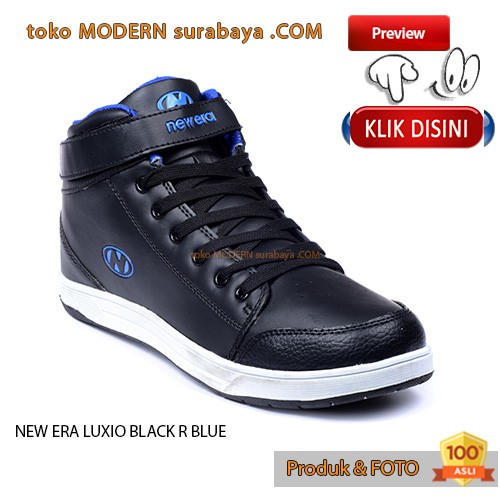 NEW ERA LUXIO BLACK R BLUE sepatu sekolah boots sneakcer