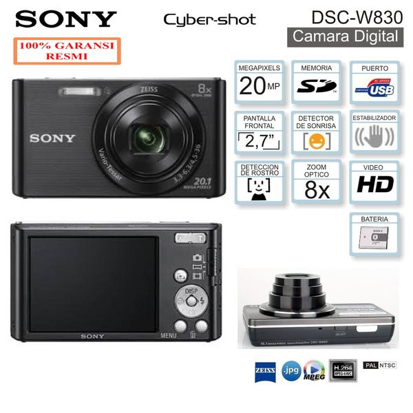 KAMERA DIGITAL SONY Cyber shot DSC W830 20.1MP 8x Zoom Garansi Resmi Sony Indonesia MEWAH