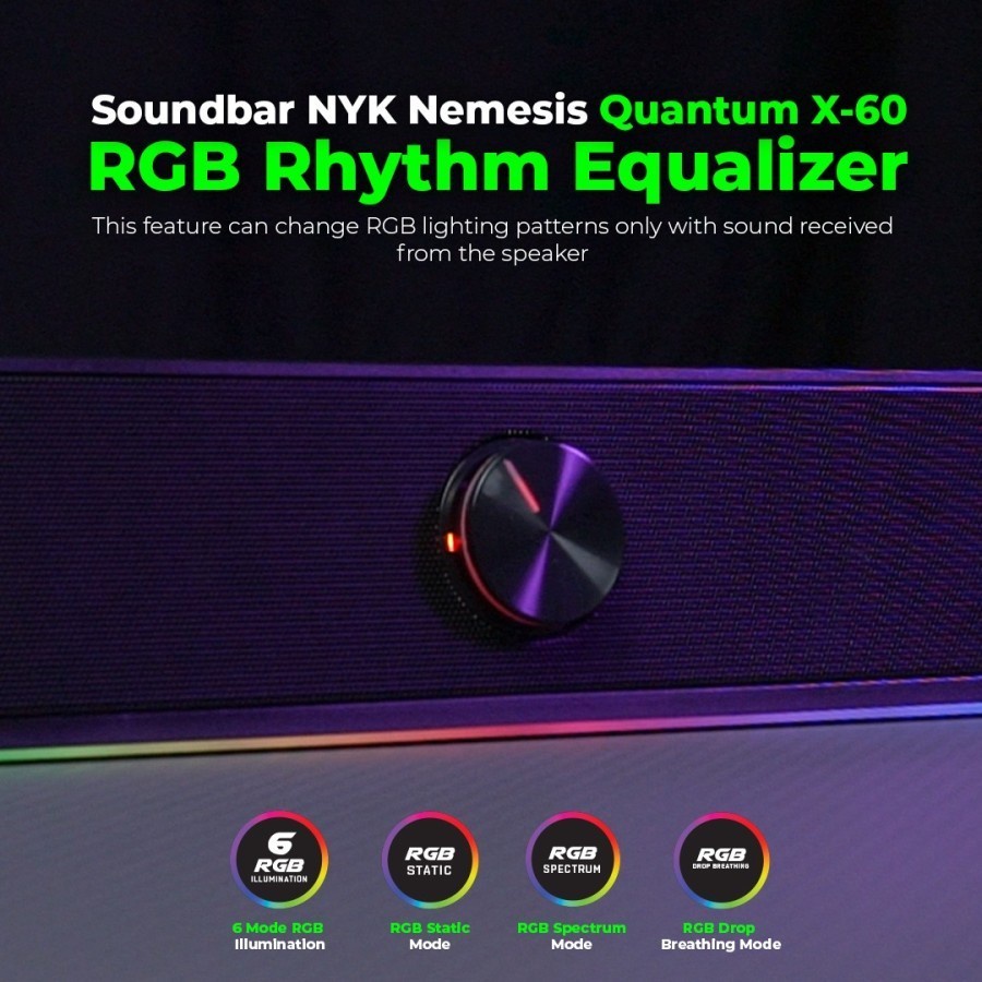 Speaker Gaming Stereo Sounbar Gaming RGB NYK X60 Quantum