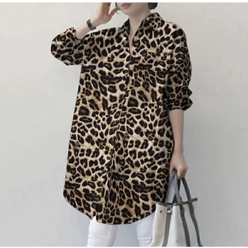 tunik jumbo leopard LD 120 / tunik bigsize / tunik wanita LD120 / tunik busui jumbo / tunik muslim jumbo